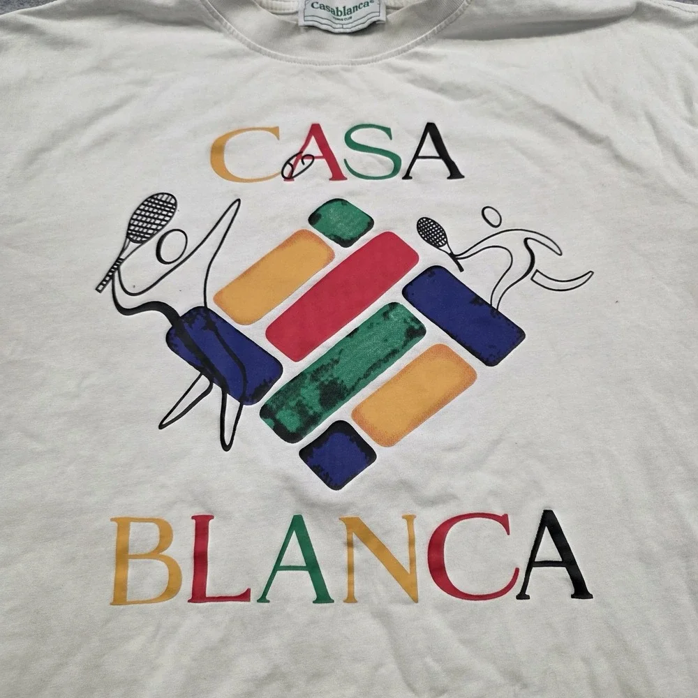 Casablanca Tennis Club T Shirt Mens XL White Casa Blanca Tennis Graphic Tee